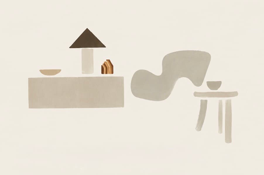 Console and lounge chair vignette